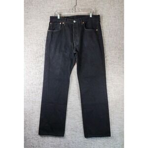 Levis 501 Black Straight Leg Jeans Mens 34x30 Denim Button Fly Made In Mexico